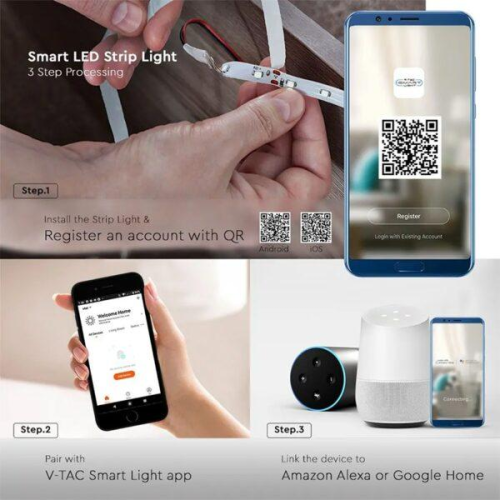Controler banda LED Wifi 3 in 1 cu telecomanda, V-TAC
