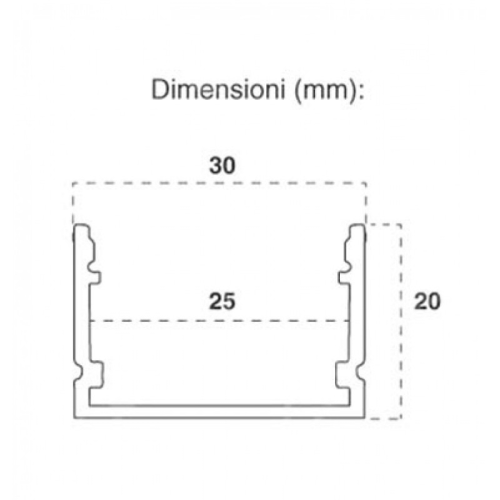 Profil aluminiu PT 2m 30x20, V-TAC
