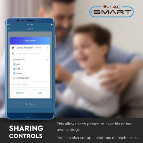 Adaptor priza tripla 16A alba, V-TAC