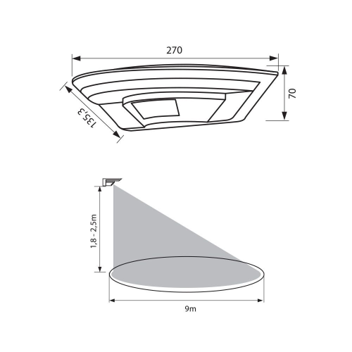 Aplica LED cu senzor PIR Lunar 10W, Vivalux
