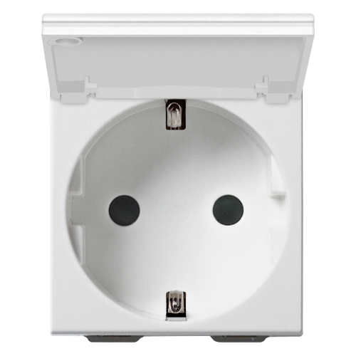 Priza schuko cu capac Neve Up alb 2P+E 16A, Vimar