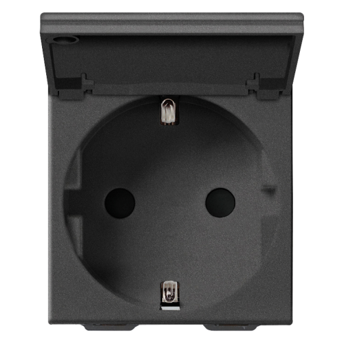 Priza schuko cu capac Neve Up carbon mat 16A, Vimar