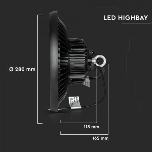 Lampa LED industriala highbay driver Meanwell Ø280x165mm 100W 6400k 5 ani garantie, V-TAC