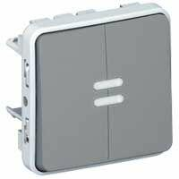 Buton iluminat dublu Plexo 10A IP55, Legrand