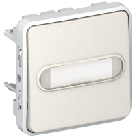 Buton iluminat cu suport eticheta Plexo 10A IP55 alb, Legrand
