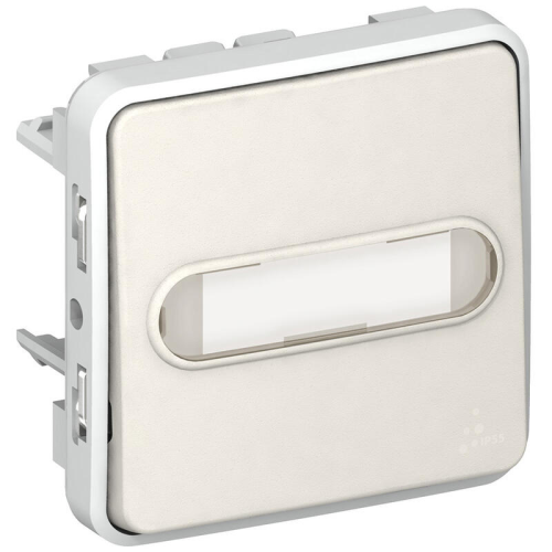 Intrerupator NO+NC iluminat cu suport eticheta Plexo 10A IP55 alb, Legrand