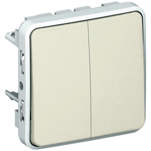 Buton dublu etans Plexo 10A IP55 alb, Legrand