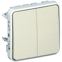 Buton dublu etans Plexo 10A IP55 alb, Legrand