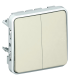 Buton dublu etans Plexo 10A IP55 alb, Legrand