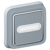 Intrerupator NO+NC iluminat cu suport eticheta Plexo 10A IP55 alb, Legrand