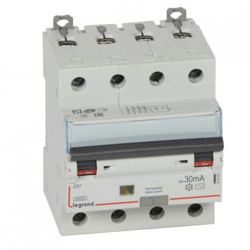 Siguranta Diferentiala 4P, 10A/30mA, C, 6kA, Tip AC, 4M, Legrand