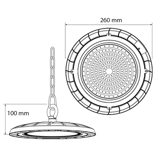 Lampa LED highbay DOB 100W 5000K IP54, UltraLux Lampa LED highbay DOB 100W 5000K IP54, UltraLux