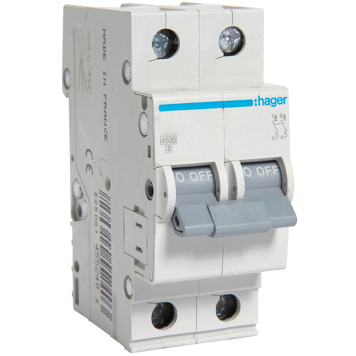 Siguranta Automata 2P, 10A, 4,5kA, C, 2M, Hager