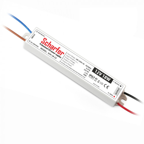 Transformator LED IP67 18W 1.5A 12V, Scharfer