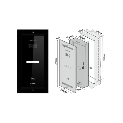 Panou video exterior negru 1 familie incastrat, Electra
