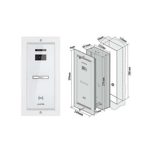 Panou video exterior alb 1 familie incastrat, Electra