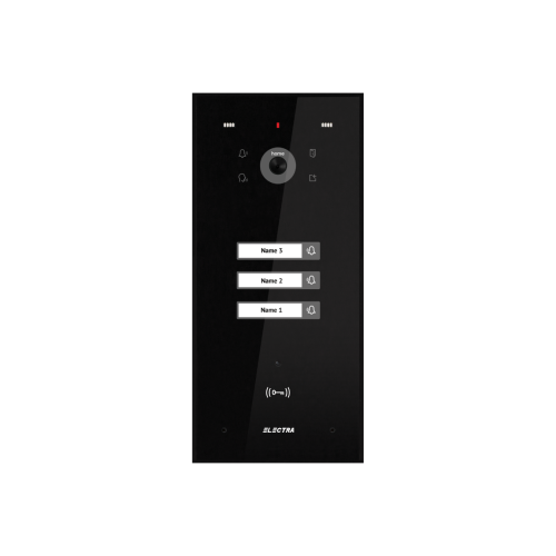 Panou video exterior negru 3 familii aparent, Electra