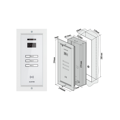 Panou video exterior alb 3 familii incastrat, Electra