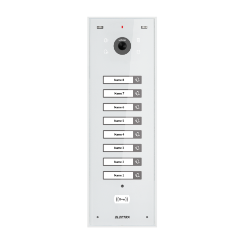 Panou video exterior alb 8 familii incastrat, Electra