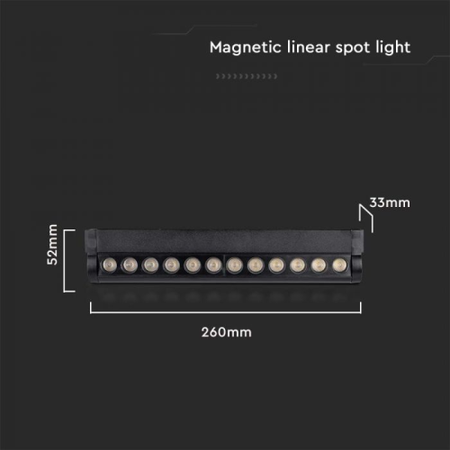Spot LED magnetic pe sina ajustabil 48V 12W 4000k, V-TAC