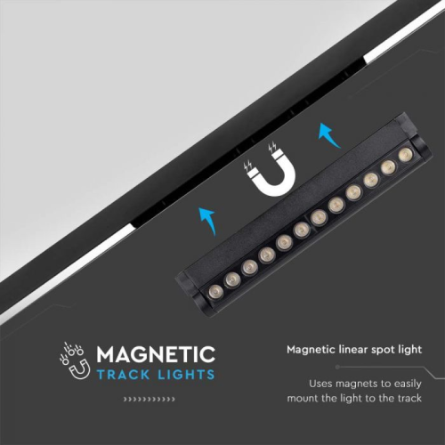 Spot LED magnetic pe sina ajustabil 48V 12W 4000k, V-TAC