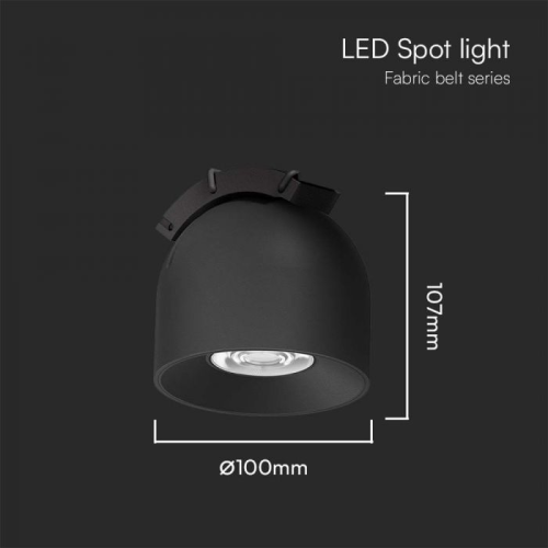 Proiector LED magnetic pe sina textila 38° 48V 10W 3000k negru, V-TAC