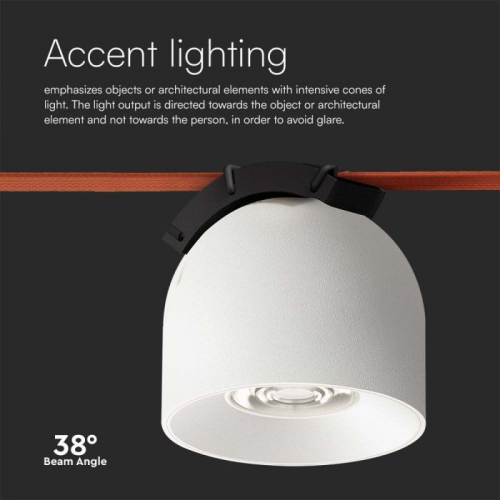 Proiector LED magnetic pe sina textila 38° 48V 12W 3000k alb, V-TAC