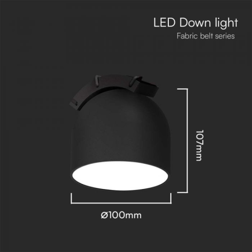 Proiector LED magnetic pe sina textila 120° 48V 12W 3000k negru, V-TAC