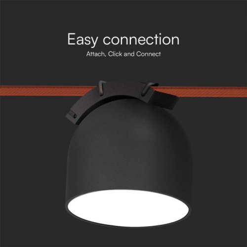 Proiector LED magnetic pe sina textila 120° 48V 12W 3000k negru, V-TAC