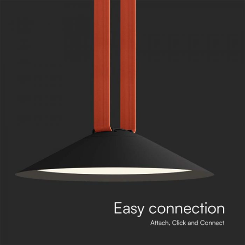 Proiector LED magnetic pe sina textila 300Ø 48V 20W 3000k negru, V-TAC