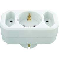 Triplu stecher 1xSchuko 2xPini verticali + protectie copii, Comtec