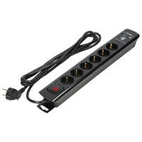 Prelungitor cu intrerupator 3m 6P + 2xUSB negru 16A, Orno