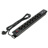 Prelungitor cu intrerupator 3m 8P + 2xUSB negru 16A, Orno