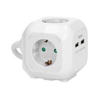 Prelungitor 1.4m 4P + 2xUSB alb 16A, Orno