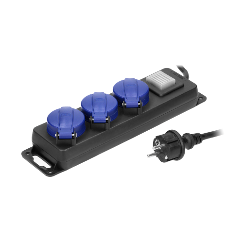 Prelungitor IP44 cu intrerupator 3m 3P negru 16A, Orno