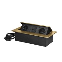 Priza incastrabila cu cablu 2P+2xUSB (tip A+C) auriu mat, Orno