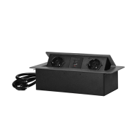 Priza incastrabila cu cablu 2P+2xUSB (tip A+C) grafit mat, Orno