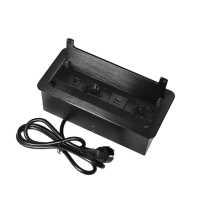 Priza incastrabila cu cablu 2P+2xUSB (tip A+C) cu perie anti-praf negru, Orno