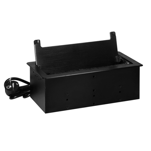 Priza incastrabila cu cablu 2P+2xUSB (tip A+C)+2xNET cu perie anti-praf negru mat, Orno