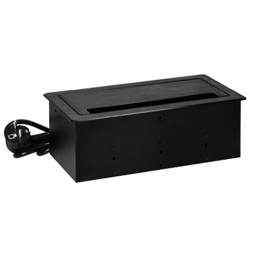 Priza incastrabila cu cablu 2P+2xUSB (tip A+C)+2xNET cu perie anti-praf negru mat, Orno