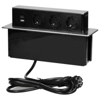 Priza incastrabila cu cablu 3P+2xUSB(tip A+C) argintiu, Orno