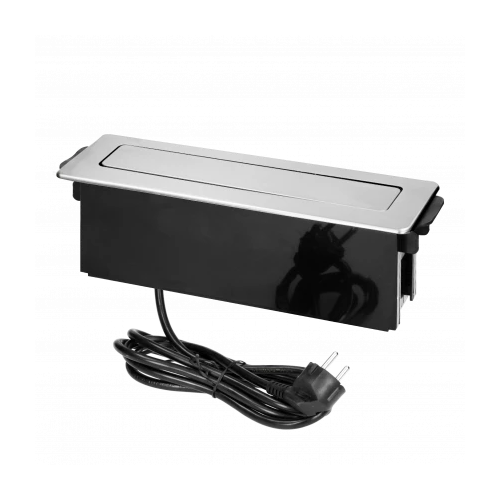 Priza incastrabila cu cablu 3P+2xUSB(tip A+C) argintiu, Orno