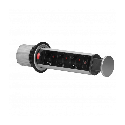 Priza incastrabila cu cablu Ø6 3P  argintiu, Orno