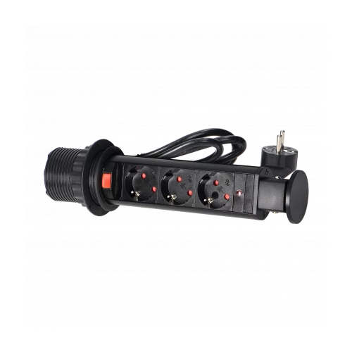 Priza incastrabila cu cablu Ø6 3P negru, Orno