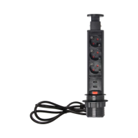 Priza incastrabila cu cablu Ø6 3P+2xUSB negru, Orno