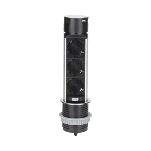 Priza incastrabila cu cablu Ø6 3P+2xUSB(tip A+C) inox, Orno