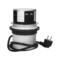 Priza incastrabila cu cablu Ø10 3P+2xUSB argintiu, Orno