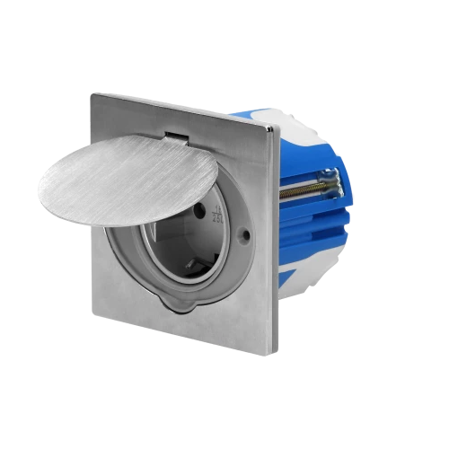 Priza incastrabila ermetica cu cutie de jonctiune IP44 16A inox, Orno