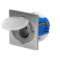 Priza incastrabila ermetica cu cutie de jonctiune IP44 16A inox, Orno