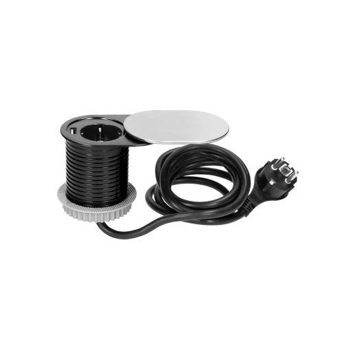 Priza incastrabila cu cablu cu capac glisant Ø6 1P+1xUSB argintiu, Orno